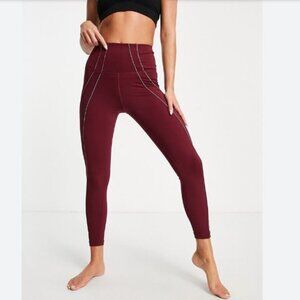 Nike Yoga High Waist Leggings Womens Large L Red Lurex Dri Fit Athletic